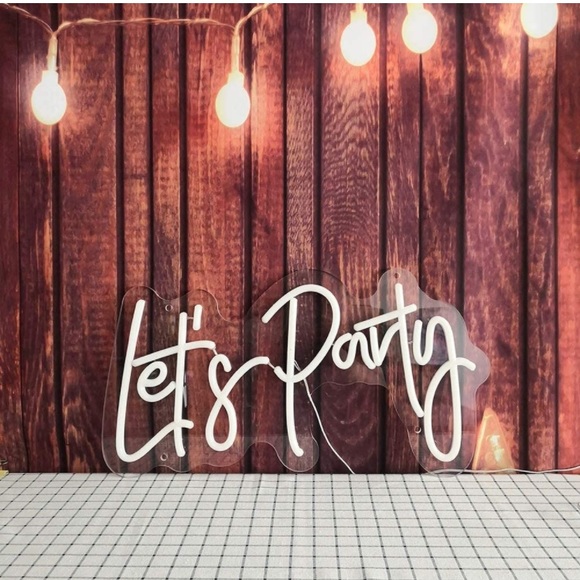 Let’s Party White Neon LED Wall Trendy Decor Birthday/Graduation/Wedding Sign - Picture 5 of 10